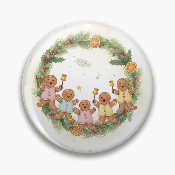 Item preview, Gingerbread Carolers Ringing Bells in Christmas Wreath designed and sold by zzz888.