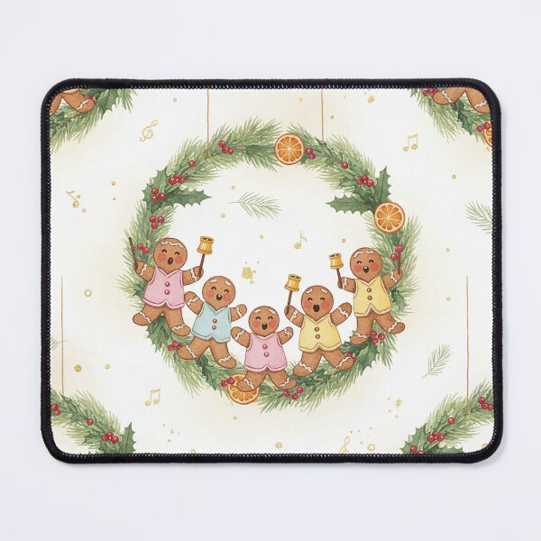 Item preview, Gingerbread Carolers Ringing Bells in Christmas Wreath designed and sold by zzz888.