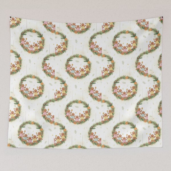 Item preview, Gingerbread Carolers Ringing Bells in Christmas Wreath designed and sold by zzz888.