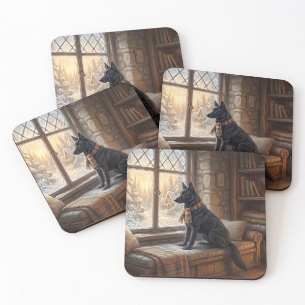 Item preview, Belgian Sheepdog Gazing Through Winter Window designed and sold by Wags & Tails.