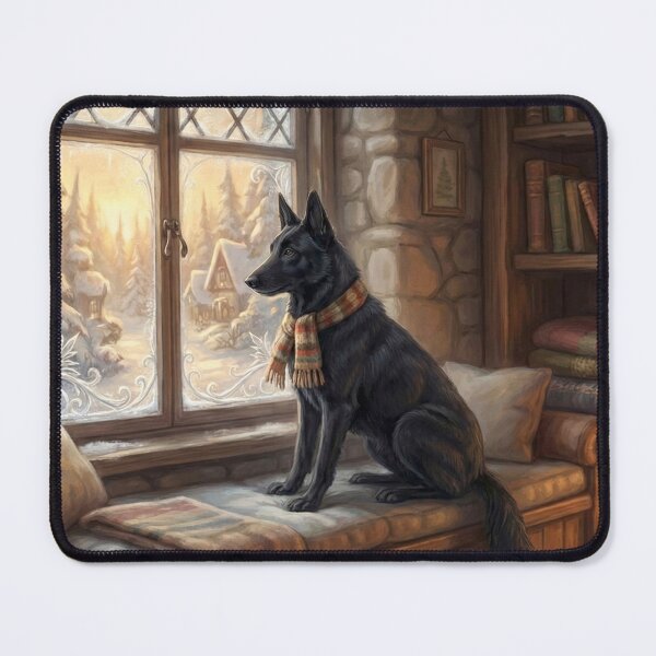 Item preview, Belgian Sheepdog Gazing Through Winter Window designed and sold by Wags & Tails.