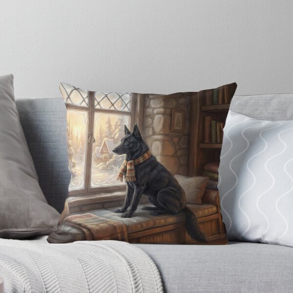 Item preview, Belgian Sheepdog Gazing Through Winter Window designed and sold by Wags & Tails.