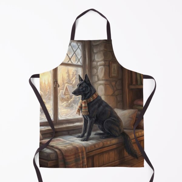 Item preview, Belgian Sheepdog Gazing Through Winter Window designed and sold by Wags & Tails.