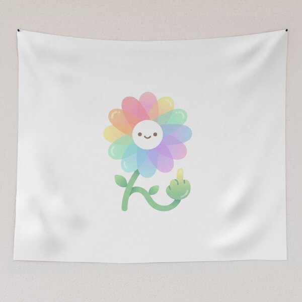 Item preview, Cute Rainbow Flower Middle Finger - Pastel Kawaii Sassy Daisy designed and sold by xMErCUrY03x.