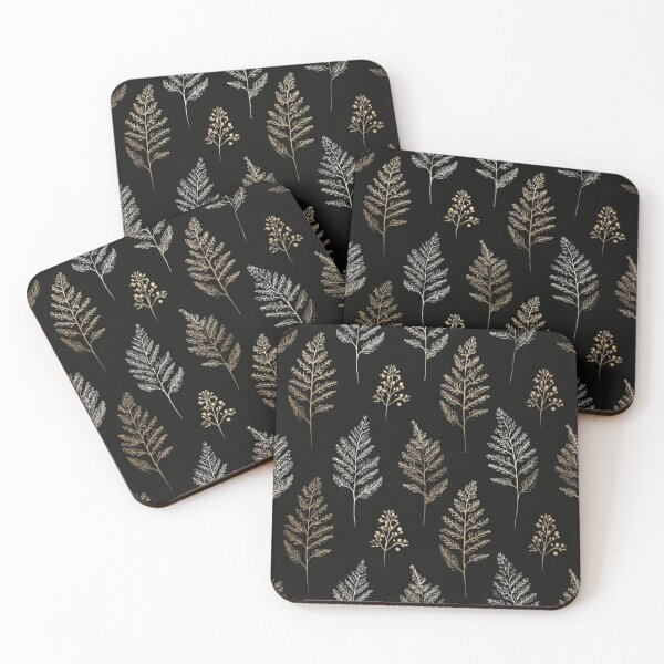 Item preview, Frosted leaves on black with gold accent  designed and sold by Lol&love.