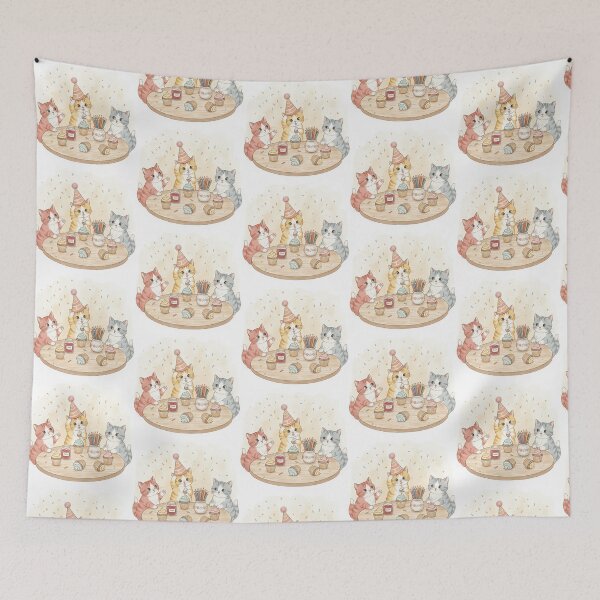 Item preview, Sweet Kitten Trio Birthday Party with Cupcakes designed and sold by zzz888.