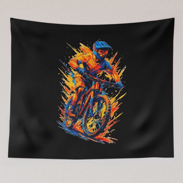 Item preview, Mountain biking, mountain biker, MTB, cool, vibrant colors, gift designed and sold by Pineapple-Tree.