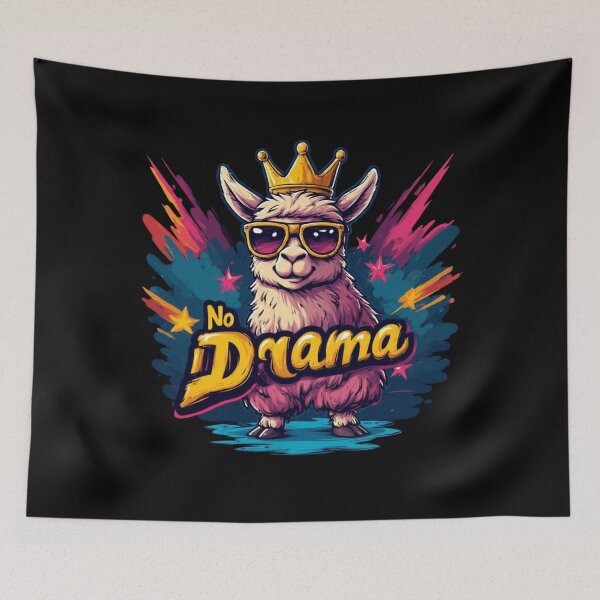 Item preview, No Drama Llama Queen T-Shirt | Funny Sunglasses & Crown Art designed and sold by FluffinCool.