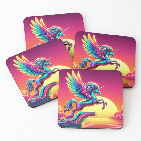 Item preview, Neon Winged Unicorn – Surreal Sunset Fantasy Design designed and sold by Dogandesighn.