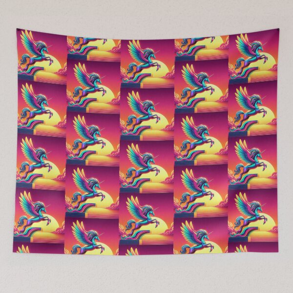 Item preview, Neon Winged Unicorn – Surreal Sunset Fantasy Design designed and sold by Dogandesighn.