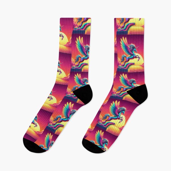 Item preview, Neon Winged Unicorn – Surreal Sunset Fantasy Design designed and sold by Dogandesighn.