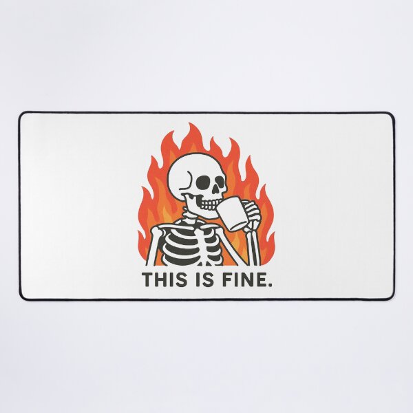 Item preview, Skeleton in Fire Cartoon – “This Is Fine” designed and sold by GenzShoppingHub.