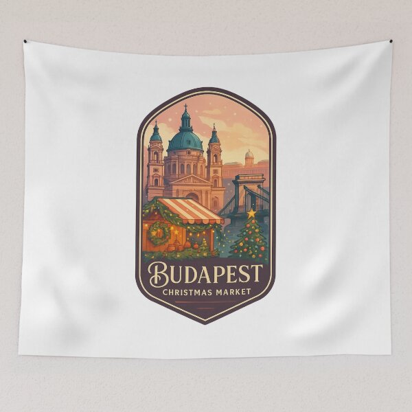 Item preview,  Budapest Christmas Market – St. Stephen’s Basilica and Chain Bridge designed and sold by Aryabek.