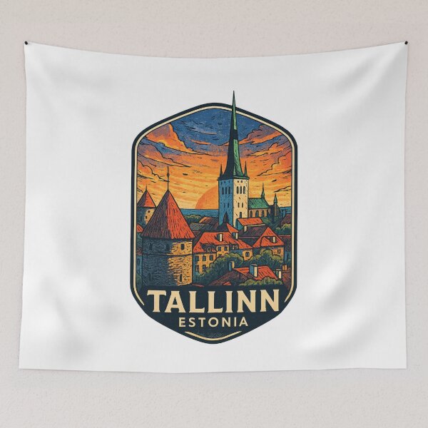 Item preview,  Tallinn Estonia – St. Olaf’s Church and Historic Skyline designed and sold by Aryabek.