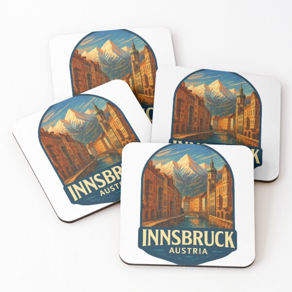Item preview,  Innsbruck Austria – Colorful Row Houses and Sunset Over Alps designed and sold by Aryabek.
