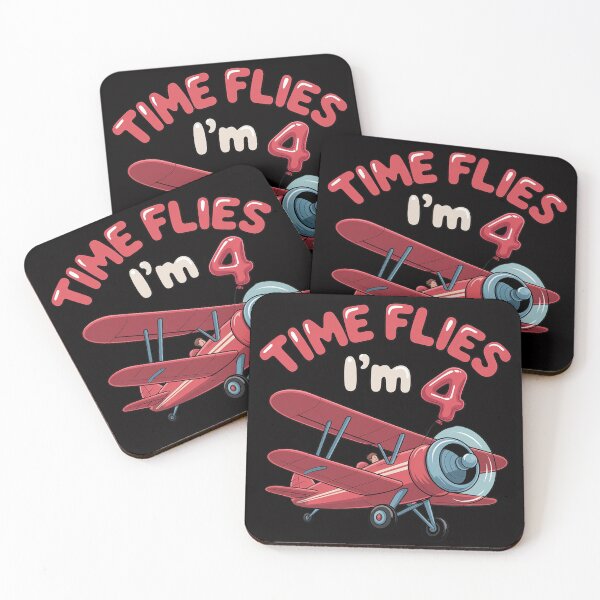 Item preview, 4th Birthday Shirt Airplane Time Flies I’m Four 4 Yrs Old designed and sold by CareTopping.