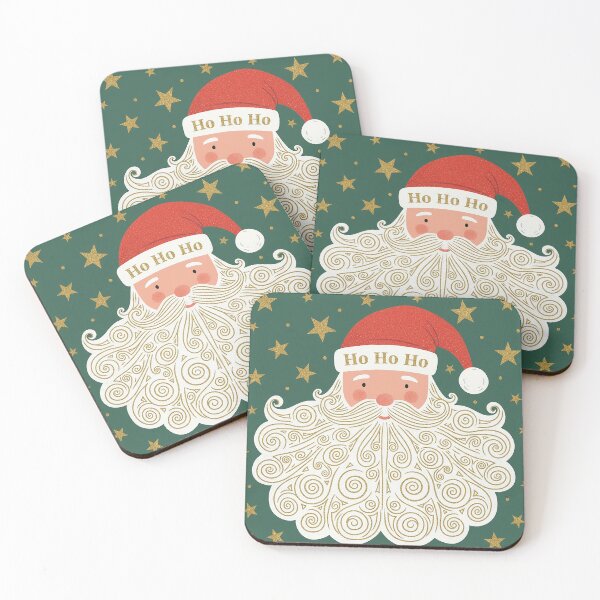 Item preview, Ornate Gold Swirl Santa Beard Ho Ho Ho Typography designed and sold by zzz888.