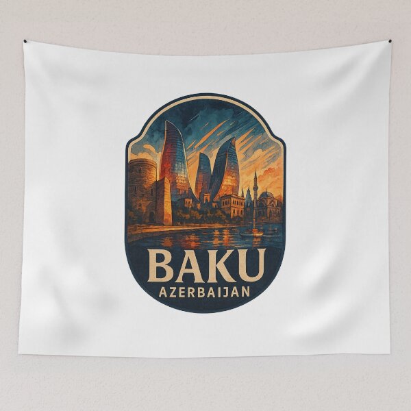 Item preview,  Flame Towers and Old City Skyline – Baku, Azerbaijan designed and sold by Aryabek.