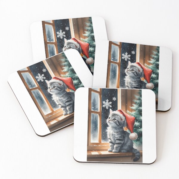 Item preview, Christmas cat and snowfall designed and sold by ARTeez⭐️⭐️⭐️⭐️⭐️.