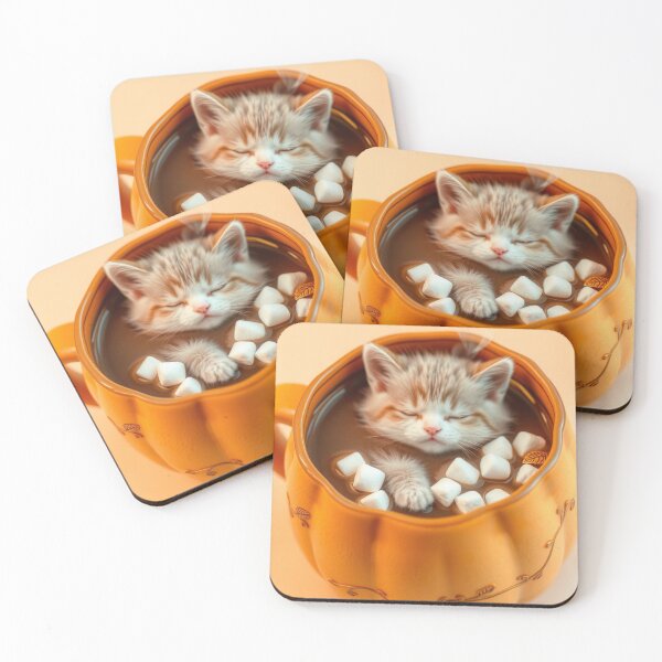 Item preview, Autumn Cocoa Mug Kitty – Adorable Pumpkin Cup Cat Artwork designed and sold by ArmaanArts.