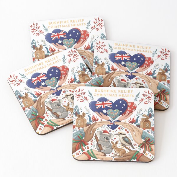 Item preview, Bushfire Relief Christmas Hearts Australian Community Family Matching Support Holiday Squad Set designed and sold by GiftsForge.
