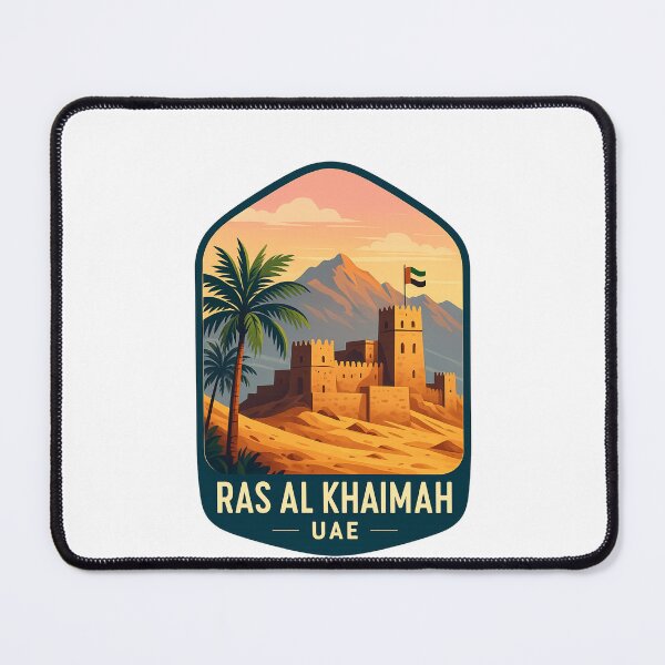 Item preview, Dhayah Fort and UAE Flag – Ras Al Khaimah Heritage Scene designed and sold by Places On Earth.