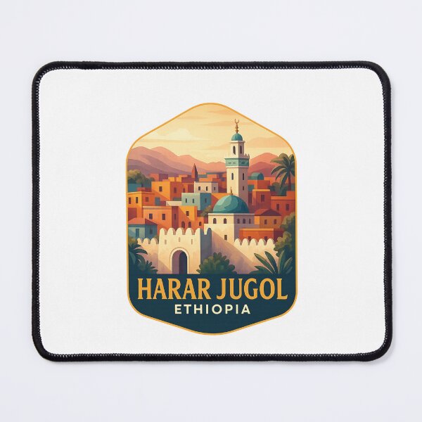 Item preview, Colorful Skyline of Harar Jugol with Minaret – Ethiopia designed and sold by Places On Earth.