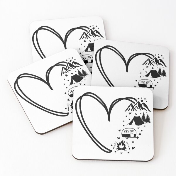 Item preview, Love Camping Heart Mountain Nature Silhouette Art designed and sold by Nattaporn.