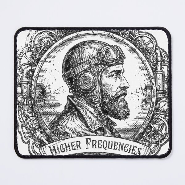 Item preview, Higher Frequencies - Vintage Steampunk Aviator & Gears Badge designed and sold by Hen-C-Art.