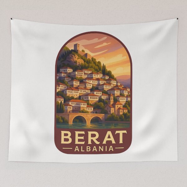 Item preview,  Sunset Over the Ottoman Quarter of Berat – Albania designed and sold by Places On Earth.