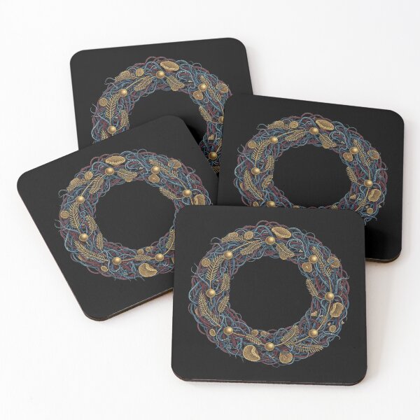 Item preview, Midnight Botanical Wreath with Gold Ferns designed and sold by zzz888.