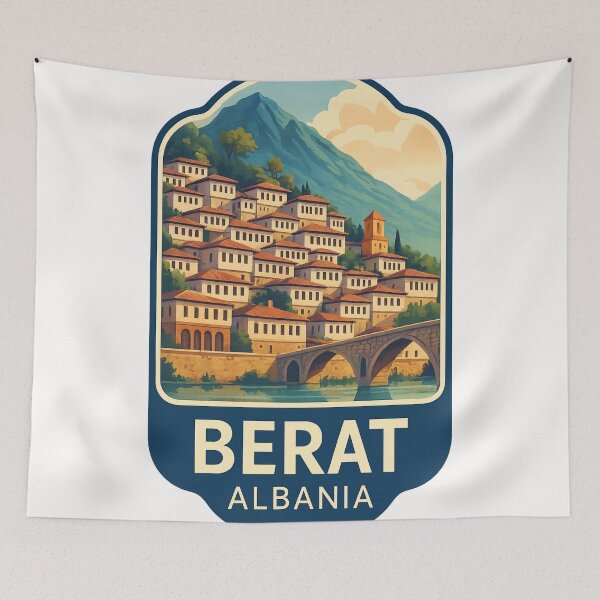 Item preview,  Traditional Architecture of Berat with Mountain Backdrop – Albania designed and sold by Places On Earth.