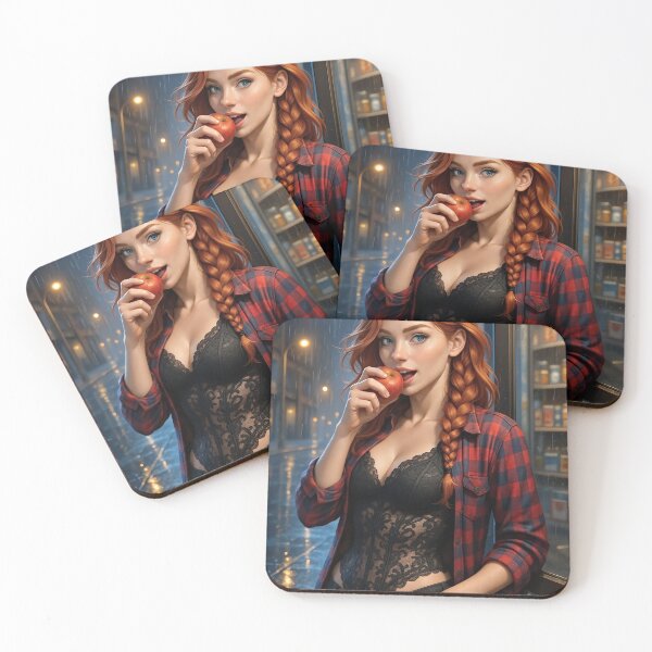 Item preview, Rowan Fletcher eats apple at bodega rainy night designed and sold by CathryneDelamort.