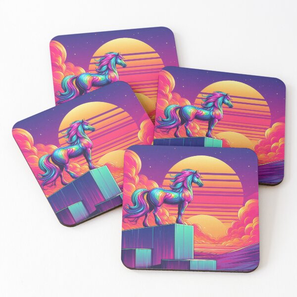 Item preview, Neon Fantasy Horse – Dual Sun Surreal Dreamscape designed and sold by Dogandesighn.