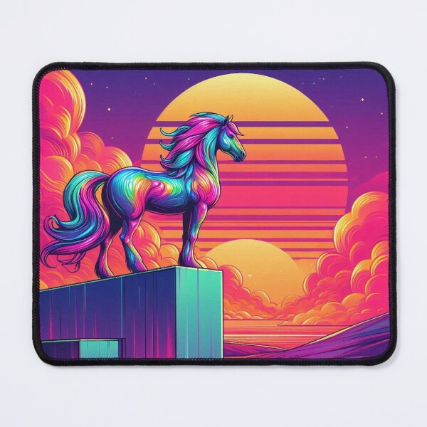 Item preview, Neon Fantasy Horse – Dual Sun Surreal Dreamscape designed and sold by Dogandesighn.
