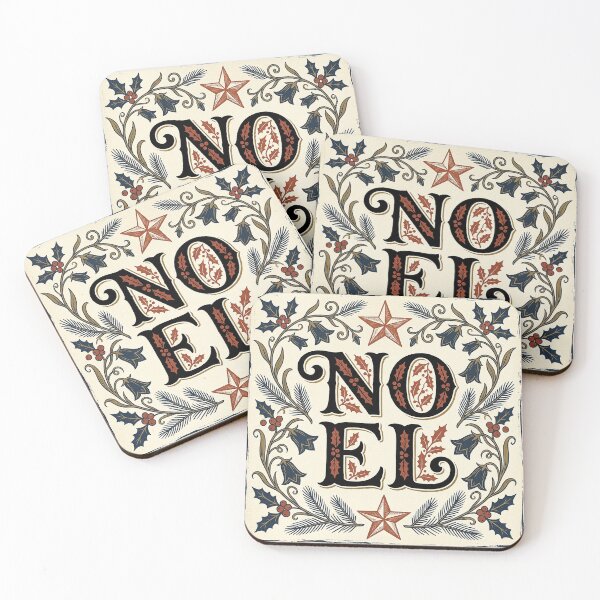 Item preview, Vintage Folk Art Noel Typography with Holly Border designed and sold by zzz888.