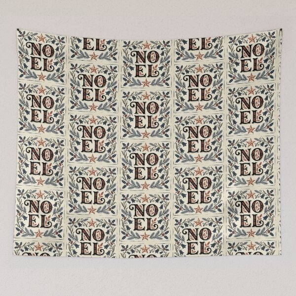 Item preview, Vintage Folk Art Noel Typography with Holly Border designed and sold by zzz888.