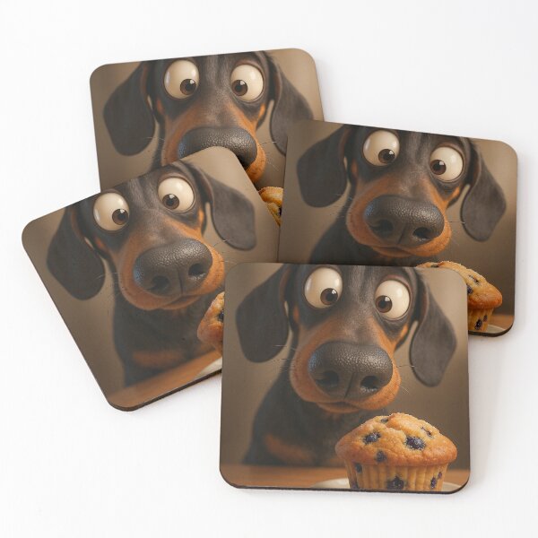 Item preview, Funny Dachshund and Blueberry Muffin - Cute Dog Illustration designed and sold by Darlin8888.