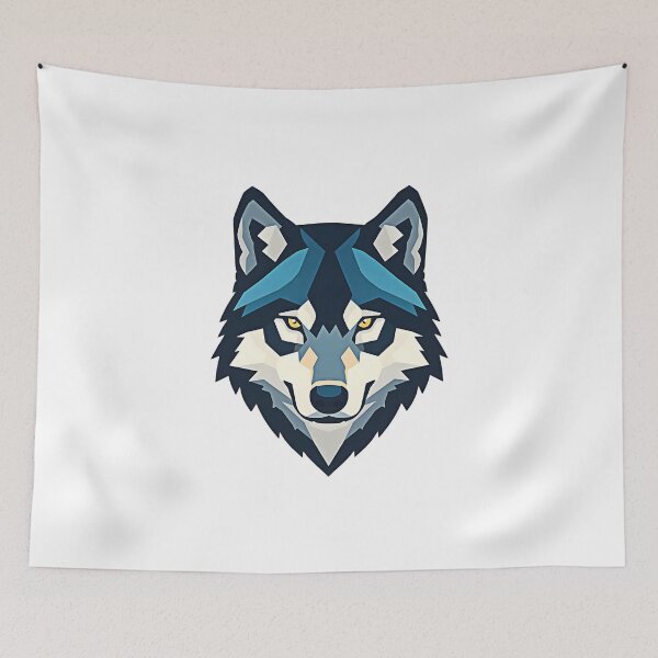 Item preview, Geometric Wolf Head – Blue Polygonal Animal Design designed and sold by Kavya Art.