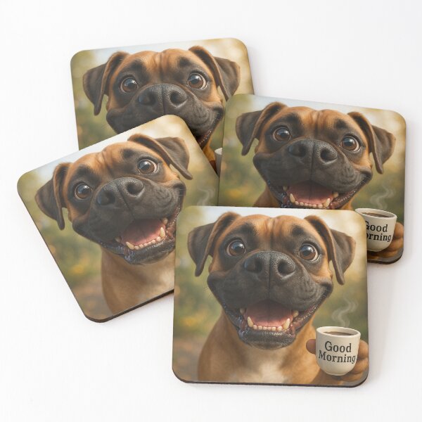 Item preview, Funny Boxer Dog “Good Morning” Coffee Art - Cute Boxer Puppy Illustration  designed and sold by Darlin8888.