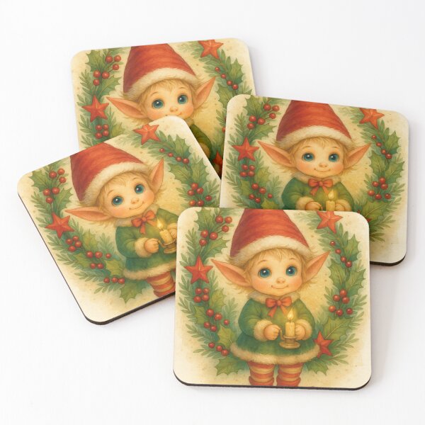 Item preview, Christmas Elf with Candle – Cozy Watercolor Holiday Illustration designed and sold by Darlin8888.
