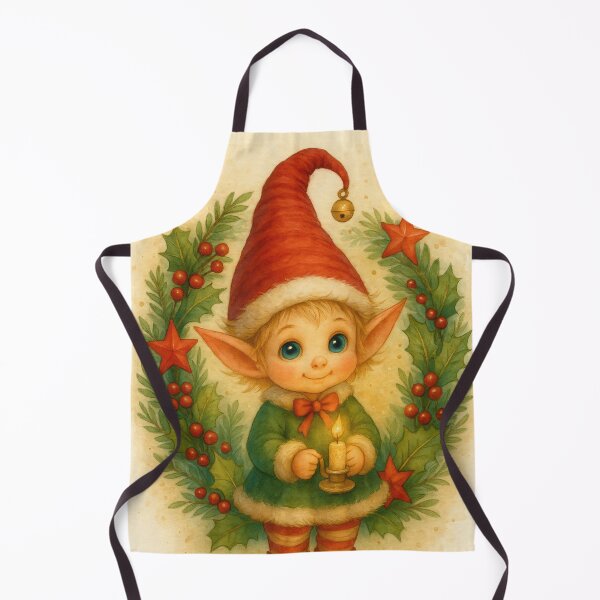 Item preview, Christmas Elf with Candle – Cozy Watercolor Holiday Illustration designed and sold by Darlin8888.