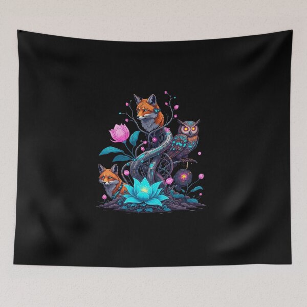 Item preview, The cyber jungle of foxes and owls designed and sold by Mandarinaut.