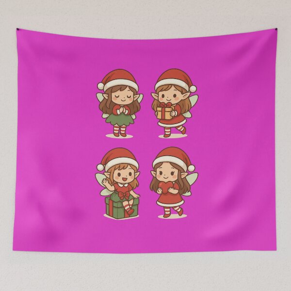 Item preview, Cute Christmas Elf Sticker Set – Kawaii Holiday Girls, Gifts & Hearts designed and sold by Sksticker991.