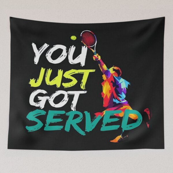 Item preview, Colorful Tennis Serve Poster – “You Just Got Served” Sports Art Print designed and sold by Bright Nest Studio.