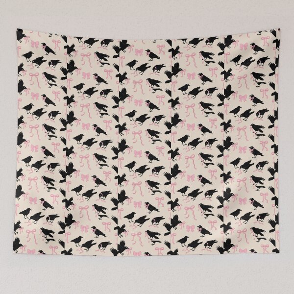 Item preview, Coquette Black Crows & Pink Ribbons Pattern designed and sold by zzz888.