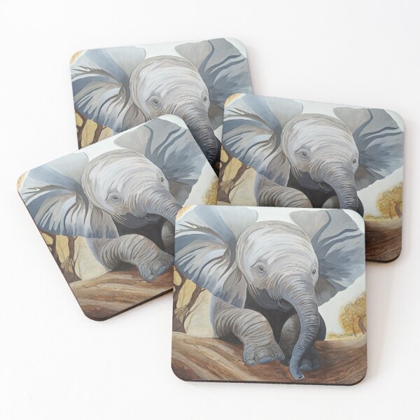 Item preview, Steps of Wonder -Baby Elephant Acrylic Wildlife Painting designed and sold by RavenFosterArt.