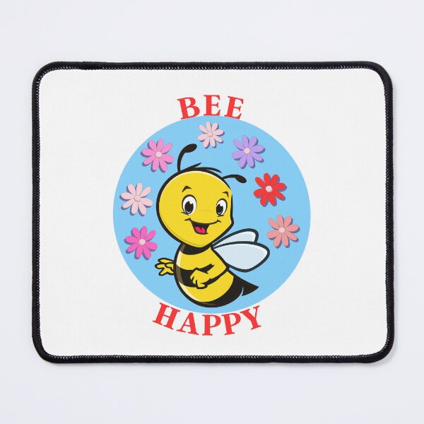 Item preview, Happy Cartoon Bee with Flowers – Cute Kids Illustration designed and sold by Love3Happy.