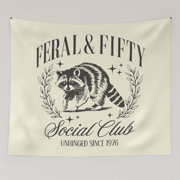 Item preview, Feral & Fifty 1976 Retro 50th Birthday Raccoon designed and sold by Y-Vibes.