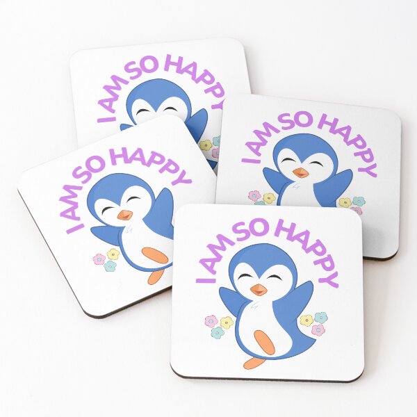 Item preview, Happy Cartoon Penguin with Flowers – Cute Kids Illustration designed and sold by Love3Happy.